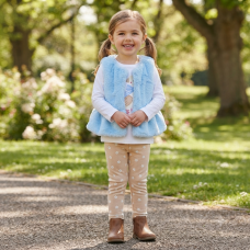 J15553TOD: Girls Faux Fur Gilet, Top & Legging Outfit (2-4 Years)